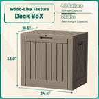 Devoko 40 Gallon Deck Box Outdoor Storage Box Waterproof for Patio, Large Outdoor Storage Bench Lockable for Outside (Brown, 40 Gallon)