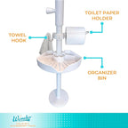 Stander Wonder Pole Bin Accessory Pack, Storage Bin Accessory with Toilet Paper Holder, Towel Hook for Wonder Pole and Wonder Bathtub Pole, Bathroom Organizer Storage Shower Caddy, White