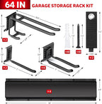 64 Inches Garage Tool Organizer Wall Mount, Tool Storage Rack Wall Mount, Heavy Duty Garden Wall Organizer System for Yard, garage and Shed, Tool Holder for Hanging Rake Snowboard Broom Mop