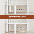 Orimade Rustproof 4 Tier Floor Standing Corner Shower Caddy Organizer with Toothbrush Holder, Large Spacing Floor Shower Shelf Rack Storage Stands with Hooks for Bathroom Kitchen, White