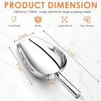 TeamFar Ice Scoop 24 oz, Stainless Steel Big Large Scoop, for Sweet Food Popcorn Flour, Healthy & Heavy Duty - Dishwasher Safe