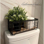 Metal Wire Storage Basket Bin for Toilet Paper, Coffee Pod cups, Towel, Shampoo, Toilet Tank Tray Decor Box, Kitchen basket for Countertop Cabinet, Bathroom Organizer- Black