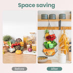 Maxdot 4 Pack 3-tier Hanging Fruit Basket Kitchen Hanging Wall Fruit Storage Organization Basket with Sturdy Metal Chain for Kitchen Bathroom Wardrobe Garden