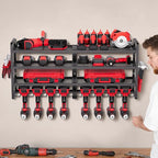 VEVOR Power Tool Organizer Wall Mount, 4-Layer Storage Rack with 8 Drill Holders, Tools Holder and Storage Rack with Screwdriver Holder, Garage Tool Organizer for Garage, Workbench, and Workshop