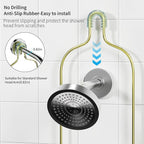 Golden Stainless Steel Shower Caddy Hanging with 2-Tier Baskets, Soap Holder & Razor Holder - Non-Slip Rubber Pads for 0.82" Shower Heads, Enhanced Stability & Elegant V-Smile Design