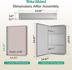 TokeShimi 14 x 24 Medicine Cabinet with Mirror, Assembly Required, Silver Recessed Bathroom Medicine Cabinet with Tempered Beveled Mirror, Stepless Adjustable Shelves, DTC Hinge