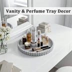 Silicone Bathroom Countertop and Vanity Tray-10 Inch Round Silicone Bathroom Tray, Modern Bathroom Decor, Coffee Table Decor, Decorative Tray for Candle, Perfume, Plants (Grey)
