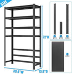 Over The Toilet Storage Shelves Metal Shelving 5-Tier Above Over Toilet Storage Shelf Adjustable Bathroom Organizers and Storage for Laundry Room, Balcony, Living Room, Kitchen, 72"H×39.4"W×13.8"D