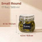 Glass Jars with Airtight Lid Set of 6, 17 floz Wide Mouth Mason Jars with Clamp Lids,Glass Sealed Jars with Air Tight Lids, Best for Kitchen & Pantry Food Storage
