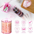 2 Pack Qtip Holder,Canister Apothecary Jar Set, Bathroom Jars with Lids Set for Cotton Swabs, Balls, Pads, Floss Picks,10oz-12oz Plastic Canisters Restroom Bedroom Vanity Organizer(Pink)