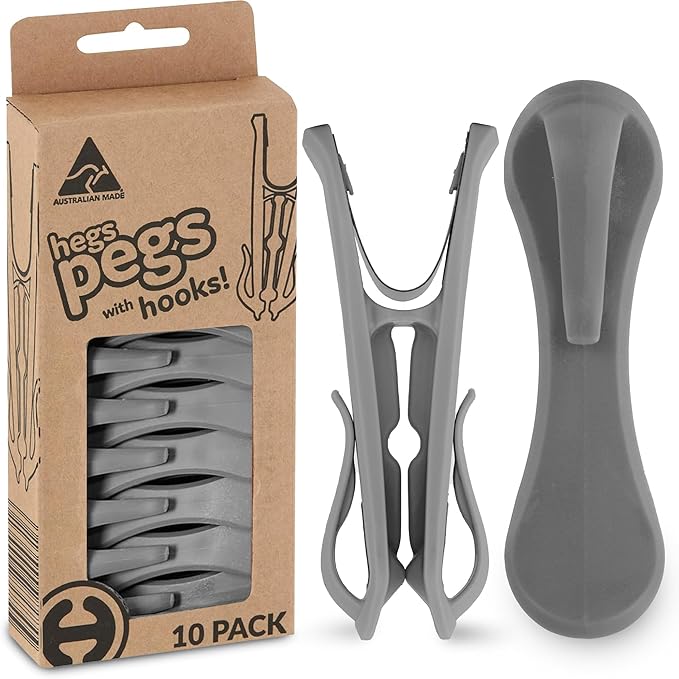 The Smartest Heavy Duty Clothespins with Hooks (30 Pack Recycled Grey) - Hang 3 Garments at Once with Our Tough, Dual Hooks Clothes Pins with Anti-Rust Spring - Durable, Colorful Clothespins