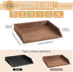 2 Pcs Wooden Letter Tray Wood Letter-Size Desk Organizer Heavy Duty 2 Tier Stackable Support Paper Tray Desktop Drawer File Folder Magazine Office Accessories Back to School(Dark Wood)
