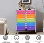 GOFLAME 20-Drawer Rolling Storage Cart, Multifunctional Art Craft Organizer Cart, Mobile Utility Storage Cart with Removable Drawers & Lockable Wheels, Craft Cart for Home Office, Rainbow