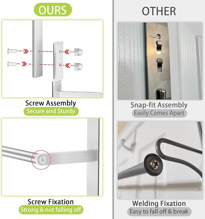 Over The Door Towel Rack, Over Door Towel Racks for Bathroom, Towel Rack with Hooks for Door Hanging, Towel Holder Over The Door Towel Bar 24Inch, Brushed Nickel