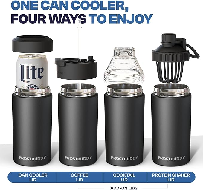 Frost Buddy Universal Can Cooler - Fits all - Stainless Steel Can Cooler for 12 oz & 16 oz Regular or Slim Cans & Bottles - Stainless Steel (Diamond Days)