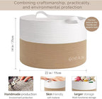 Storage Baskets for Organizing D22"H14" Large blanket basket laundry basket Cotton Rope Woven Basket for toy towl in Living Room (Jute/Beige) XXXL