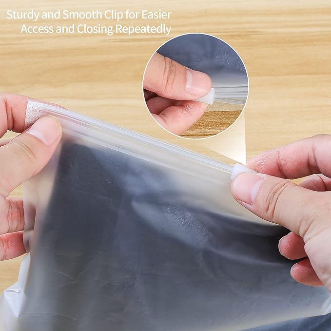 20 Pcs Travel Storage Bags, Clothes Packaging, Reusable Plastic Ziplock, Frosted Waterproof Resealable Clothing Zipper Pouch for Shoes Cosmetics Storage