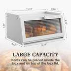 Bread Box for Kitchen Countertop Large Farmhouse Bread Container Bread Storage with Window Wooden Bread Holder White