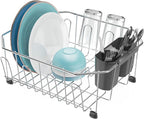 GSlife Small in Sink Dish Drying Rack - Stainless Steel Compact Dish Drainer for RV Kitchen Apartment Sink, Rust Resistant Inside Sink Rack, 1–2 Person Households, 11.6" W x 13.4" L, Silver