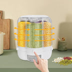 Rice Dispenser, 6 Grid 360° Rotating Rice Container Cereal Dispenser with Lid, Grain Storage Organizer Holder for Kitchen Countertop Dry Food, White, 12.5kg/28lbs