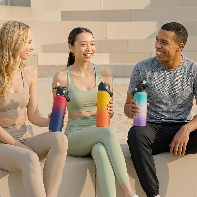 18oz Insulated Stainless Steel Water Bottle, Wide Mouth Double Wall Vacuum, Silicone Straw, Sweat & Leak Proof, BPA Free Insulated Water Flask for Travel, Keep Cold 24h Hot 12h, Pink