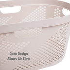 Mind Reader 40L Ventilated Laundry Baskets, Lightweight Clothes Hamper with Cutout Handles for Bathrooms and Closets, Plastic, Set of 2, Ivory
