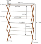 Household Essentials Bamboo Folding Clothes Drying Rack | White Finish, 11 Dowels & Flat Drying Shelf | Eco-Friendly, Collapsible Laundry Rack for Dorms, Apartments & Small Spaces | Fully Assembled