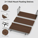 Floating Shelves for Wall, Floating Shelf for Bathroom Set of 3, Floating Shelf for Wall with Toilet Paper Holder for Bathroom, Bedroom, Living Room, Kitchen, Office (Brown)