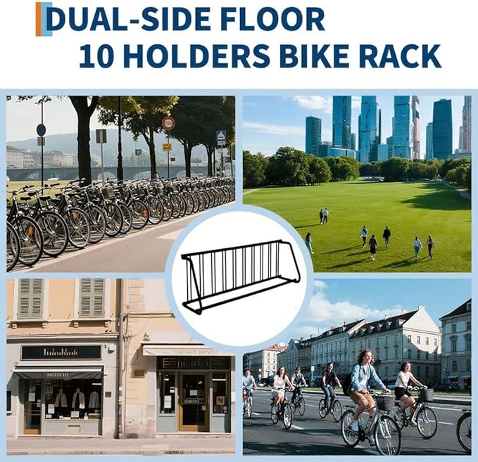 Commercial Grid Floor Bike Rack, Sigle-Side 10-Bike Rack 122" L,Grid Bikes Racks In Ground, Bicycle Floor Parking Stand, for Garages, Stores, Schools & Universities Power Coated Steel