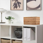 Hipiwe Rattan Basket Box with Lid Toilet Roll Storage Baskets Bin Handwoven Wicker Basket Box Bathroom Toilet Paper Holder Rectangular Baskets Bin for Shelf Home Decor, 11.8"Lx6.2"Wx6.1"H