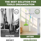 Broom Holder Wall Mount, Broom Organizer Wall Mount Stainless Steel Broom and Mop Hanger Heavy Duty Storage Organization for Home Kitchen Garden Garage Room 5 Racks 4 Hooks (1Pack)(Grey Racks)