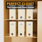 SpaceAid 6 Pack Bed Sheet Organizers and Storage, Foldable Sheet Organizer for Linen Closet, Sheets Set Folder Keeper with Window XL (Queen & King Size) Bedding Container (Beige, 6 Pack)