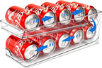 Rolling Soda Can Organizer for Refrigerator Can Dispenser for Fridge Beer Soda Seltzer Pop Can Soda Organizer for 10 Standard Size 11.15oz or 12oz Cans Holder Storage Pantry Organization