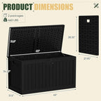 JUMMICO 250 Gallon Outdoor Resin Deck Box with Divider, Waterproof Storage Box with Lockable Lid&Side Handles for Garden Tools, Pools Supplies (Black)
