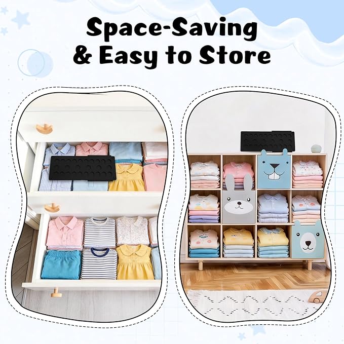 Geniusidea Shirt Folder Kids Clothes Folding Board, Quickly Fold Shirts & Pants & Small Clothes, Laundry Folding Tool with Space-Saving Design, Durable Material Easy Storage Organizer Black