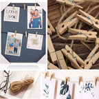 Mini Clothes Pins, 260 PCS Small Wooden Clothes Pin with Jute Twine, Clothespins, Clothes Pins for Photos Crafts DIY Project