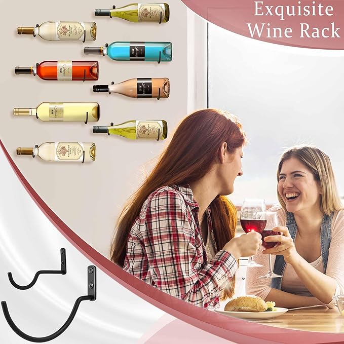 Wall-Mounted Wine Hook: Hanging Wine Bottle Wall Holder - Set of 3 Metal Wall Red Wine Rack Hooks