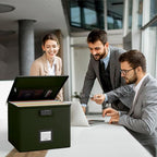 Army Green Fire Proof File Box for Documents - Portable Fireproof Document Organizer Box with Handle Waterproof Safe Locking Folder Storage with Lid