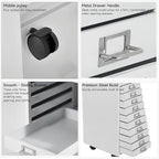 File Cabinet MINI 10 Tier Metal File Organizer Document Organizer with Wheel, White Color, for Home Office, Office Desk File (White)