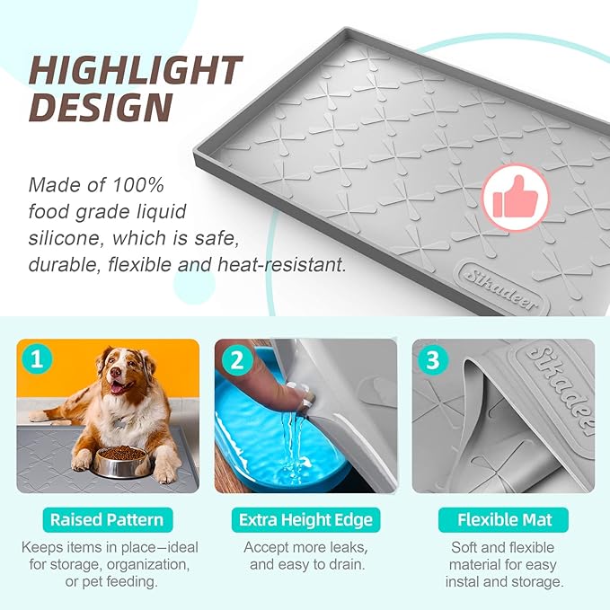 SIKADEER 31" x 22" Under Sink Mat Waterproof, Silicone Mat Kitchen Drawer Shelf and Cabinet Liner, Sink Protector for Kitchen Organizers and Storage, Boot Tray Pet Food Mats