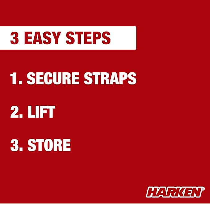 HARKEN Hoister Heavy Cargo Carrier Overhead Garage Storage 4-Point Hoist System for 145lb Carriers, Boxes, Kayaks, Canoes (145lb max load,12ft.Ceiling), Model 7803.12