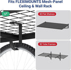 FLEXIMOUNTS 4 Pack Add On Storage Flat Hook Accessory for Garage Ceiling Rack and Wall Shelving, Max Weight Capacity up to 50lbs, Black