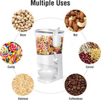 Cereal Dispenser Countertop With Bowls and Spoons Cereal Containers Storage for Pantry Snack Organizer Dry Food Storage Container with Lid for Kitchen Organization Oatmeal Nut Granola（1pcs White）