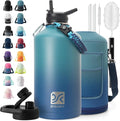 1 Gallon Insulated Water Bottle | Upgraded Thickened Stainless Steel Metal Portable Sports Large Water Jug for Gym and Hiking with Carrier Bag, Handle Strap | BPA-Free 128 oz