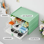 Marbrasse Desk Organizer with 6 Drawers, 3 Tier Stackable Storage Drawers Plastic Makeup Storage, Office Organizers and Storage, Desk Storage Box for Office, School, Home Green