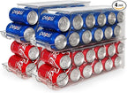 Soda Can Organizer with Lids, Stackable Soda Can Dispenser for Refrigerator, Clear Can Holder Organization and Storage Bins for Fridge, Kitchen, Countertop, Drink Pantry Organizers, Holds 12 Cans Each