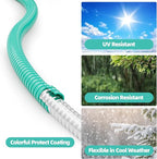 SPECILITE 25ft 304 Stainless Steel Garden Hose Metal, Heavy Duty Water Pipe with Nozzles for Yard, Outdoor - Flexible, Never Kink & Tangle, Puncture Resistant (Aqua)