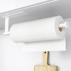 Paper Towel Holder Under Cabinet - Stainless Steel Paper Towel Holder Wall Mount, Self-Adhesive or Drilling, Matte White Towel Rack for Kitchen Organization and Storage, Kitchen Paper Roll Holder