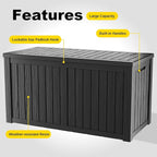 DRATO 180 Gallon Outdoor Storage Box, Large Waterproof Deck Box, Lockable Resin Storage Container with Reinforced Support for Patio Cushions, Garden Tools, UV-Resistant Outdoor Chest（Black，180 Gallon）