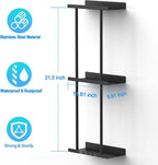 Towel Rack for Bathroom, Wall Mounted Vertical Rolled Towel Storage Organizer Holder with Shelf, Holds Up 6 Large Bath Sheets, Black Large Size